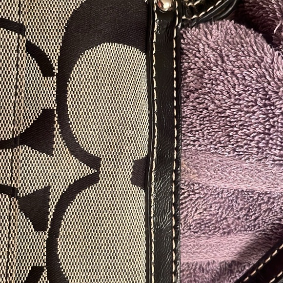 Coach Black and Brown Signature Tote with Leather Trim - Picture 12 of 15